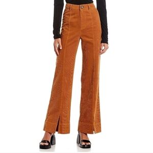 GB Brand High-Waist Flare Leg Seamed Corduroy Pants Split Hem Burnt Orange- sz 7